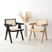 Boxed Jeanne Natural Colour Cane Rattan Solid Beech Wood Dining Chair RRP £249.99. With a solid