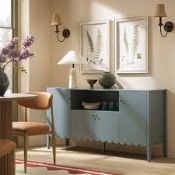 Boxed Henley Scalloped Edge 150cm Wide Sideboard with Open Shelf, Blue Spruce RRP £399.99.