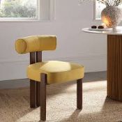 Boxed Ophelia Honey Gold Fabric Dining Chair RRP £249.99. Upholstered with beautiful yellow fabric