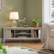 Boxed Oakham 120cm Corner TV Unit, Shaded White RRP £269.99. Designed for stylish, space-saving