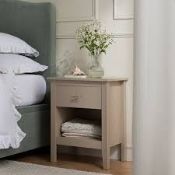 Boxed Oakham 1-Drawer Bedside Table, Deep Greige RRP £169.99. Refined and timeless, the Oakham