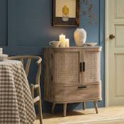 Boxed Izzy Curved Rattan 1-Drawer Small Sideboard, Natural RRP £329.99. Compact in size but rich