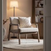 Boxed Fyne Oatmeal Fabric Weathered Oak Frame Rattan Armchair RRP £299.99. Our Fyne chair features