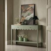Boxed Henley Scalloped Edge Console Table, Sage Green £269.99. Introducing our fully revamped Henley