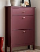 Boxed Oakham 2-Tier Shoe Cabinet with Top Drawer, Wild Cherry. RRP £239.99. Bold and beautifully