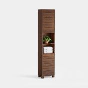 Boxed Chester Tallboy Bathroom Cabinet - Dark Wood (LOC: SR5(1.9)-PP3395 - MP)