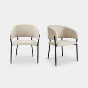 Boxed Oxford Set of 2 Mid-Century Dining Chairs – Cream (LOC: SR5(1.9)-PP3387 - MP)