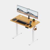 Boxed White Standing Desk with Maple Desktop 100x60cm and USB-C Charging Port (LOC: SR5(1.10)-PP3377