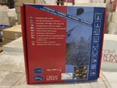 12 X BRAND NEW KONSTSMIDE 200 LED EXTENDABLE LED LIGHT SETS WITH STARTER KIT (LOC: 49.16-AA9540 -
