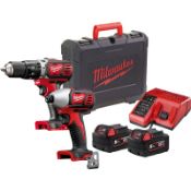 Boxed Milwaukee M18 BPP2C-502C Heavy Duty Twin Pack RRP £289, Working in confined spaces? This