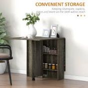 Mobile Drop Leaf Dining Table Folding Desk w/ 2 wheels Storage Shelves (LOC: SR5.2.6-QA6084 - 1LP)