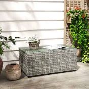 Boxed Outsunny Glass Top Rattan Side Table (LOC: SR10.4.13-UA490 - 1P)