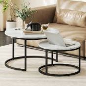 Boxed Wooden Industrial Nesting Coffee Tables Round in Set of 2 (LOC: SR10.4.14-UA457 - 1P)