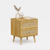 Boxed Sienna Rattan Bedside Table 2 Drawer (LOC: SR5,2.9-RR5489 - 1P)