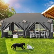 Boxed 3mx6m Pop Up Gazebo, Waterproof Folding Tent With 6 Removable Sidewalls (LOC: SR6.4.5-UA1296 -