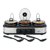 Boxed Tower T16015 Three Pot Slow Cooker with Independent Temperature Controls, Keep Warm