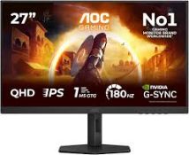 AOC Q27G4XD 27 inch WQHD Gaming Monitor 180Hz, Fast IPS Panel, 1ms GtG, HDR400 (LOC: SR10.4.1-UA1226