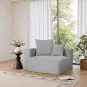 Boxed Upholstered Corduroy Armchair Light Grey (LOC: SR6(3.4)-UB5634 - MP)