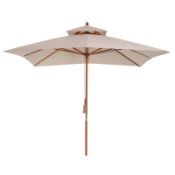 Boxed Outsunny 3 x 3 metre Patio Parasol Garden Umbrellas Sunshade Outdoor Wooden Parasol Canopy