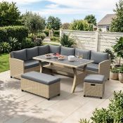 Boxed Kos Rattan Garden Corner Sofa Set.(BOX 1/3 ONLY) (LOC: SR5(4.9)-KK4976 - QP)