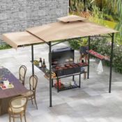 Boxed Costway Beige Barbecue Canopy Tent Grill Gazebo with Side Awning (LOC: SR7(2.2)-UB6379 - MP)