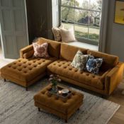 Boxed Henrietta Spiced Honey Chenille Grand 4-Seater Chaise End Sofa, Left Hand Facing RRP £1449,