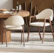 BRAND NEW SET OF 2 HOMARY JJX16W9046 Modern Warm White Linen Dining Chair with Upholstered, 2 Pieces