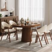 BRAND NEW SET OF 2 HOMARY JJX16W9046 Modern Warm White Linen Dining Chair with Upholstered, 2 Pieces