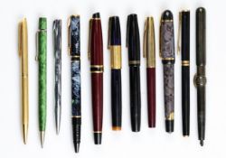 Waterman, seven fountain pens, including the Waterman Expert with burgundy body colour, the Waterman