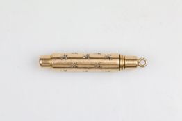A W Faber, an antique yellow metal and diamond set miniature propelling pencil, with double ended