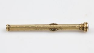 Sampson Mordan & Co, an antique yellow metal combination pencil and dip pen, with engine turned