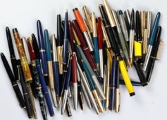 Parker, a large collection of over 30 fountain pens, together with eleven ballpoints, four