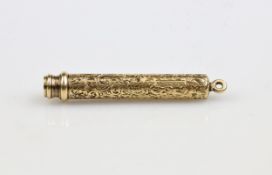 Sampson Mordan & Co, an Edwardian 15ct gold propelling pencil, with intricate foliate engraving to