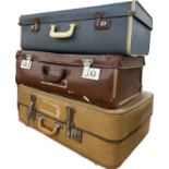 Selection of three vintage travelling suitcases