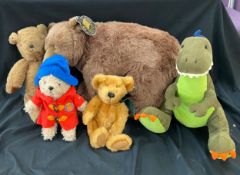 Selection of vintage and later teddies to include Paddington, etc