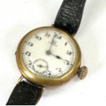 1920s omega trench style gold plated wristwatch the watch is ticking