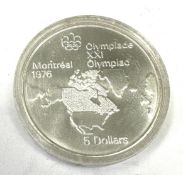 Montreal XXI Olympics Canada 1973 sterling silver Five Dollars in capsule coin weight 24.3g