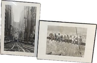 2 x black and white framed prints one being city lunch