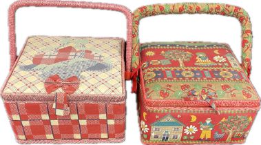 Two sewing boxes with contents
