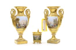 A pair of porcelain vases 19th century, probably French, Paris