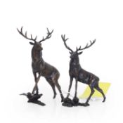 A pair of bronze stag figures 21st century