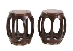 A pair Chinese padouk garden seats 20th century