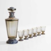 A glass liqueur set Circa 1930, Czech