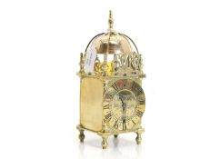 A French brass lantern clock Late 19th to early 20th century