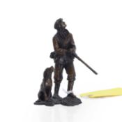 Michael Simpson (b.1959) A bronze huntsman carrying a shotgun with a retriever by his side, 20th cen