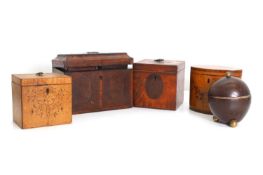 A large collection of tea caddies 19th / 20th century