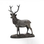 A sterling silver stag with textured neck 21st century