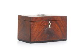 A Georgian mahogany inlaid tea caddy 19th century