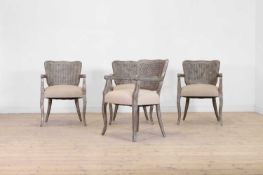 A set of four painted Louis XV Transitional-style armchairs Of recent manufacture