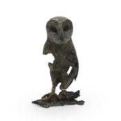 Michael Storey (British, b.1948) A bronze sculpture of a barn owl, late 20th century